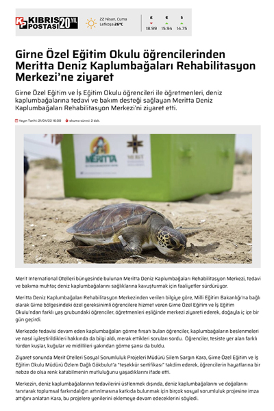 Girne Özel Eğitim okulu öğrencilerinden Meritta ziyareti