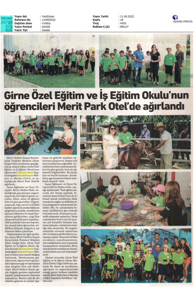 Girne Özel Eğitim Ve İş Eğitim Okulu nun Öğrencileri Merit Park Otel de Ağırlandı