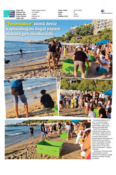 Fenerbahçe isimli deniz kaplumbağası doğal yaşam alanına döndü