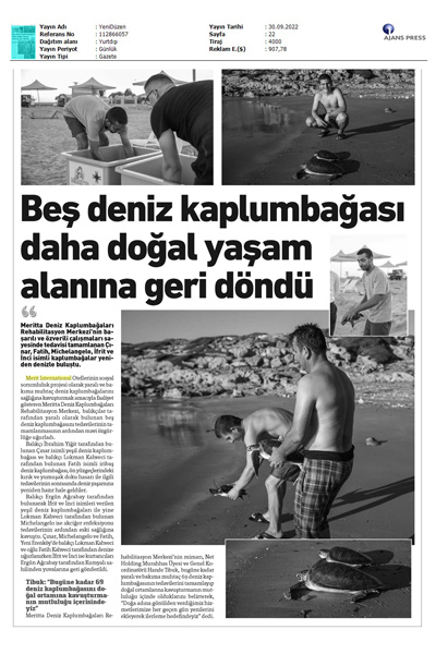 Beş Deniz Kaplumbağası Doğal Yaşamlarına Geri Döndü