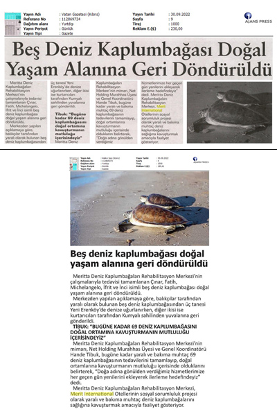 Deniz Kaplumbağaları Yaşam Alanlarına Döndü