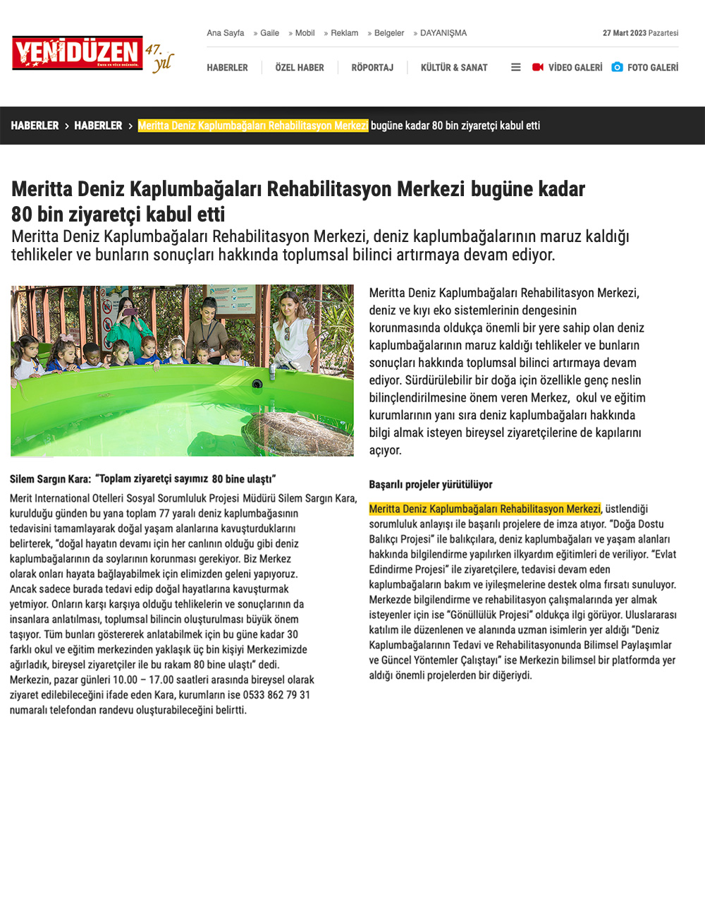 Meritta 80 bin ziyaretçi kabul etti