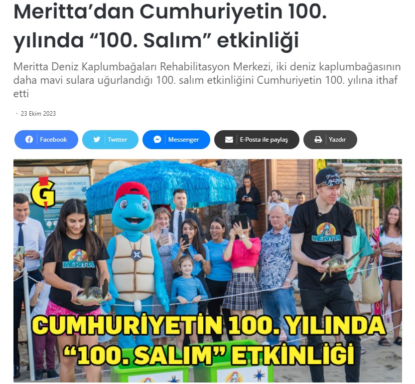 Meritta'dan Türkiye Cumhuriyeti'nin 100. Yılında 100. Salım Etkinliği