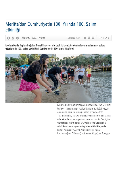 Meritta'dan Türkiye Cumhuriyeti'nin 100. Yılında 100. salım etkinliği