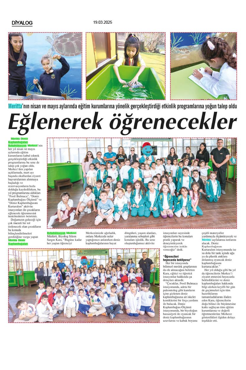 Meritta Deniz Kaplumbağaları Rehabilitasyon Merkezi Çocukları Ağırladı