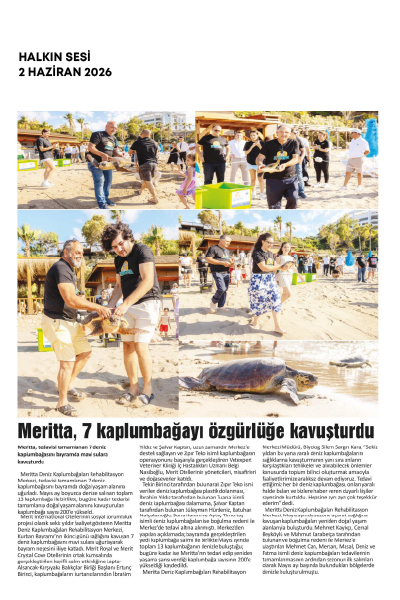 MERİTTA BAYRAMDA 7 DENİZ KAPLUMBAĞASINI MAVİ SULARA KAVUŞTURDU 