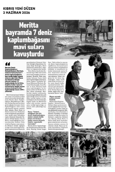 MERİTTA BAYRAMDA 7 DENİZ KAPLUMBAĞASINI MAVİ SULARA KAVUŞTURDU 