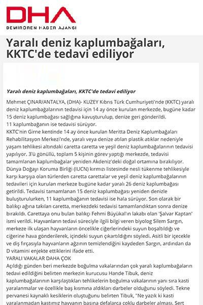 Yaralı deniz kaplumbağaları, KKTC'de tedavi ediliyor